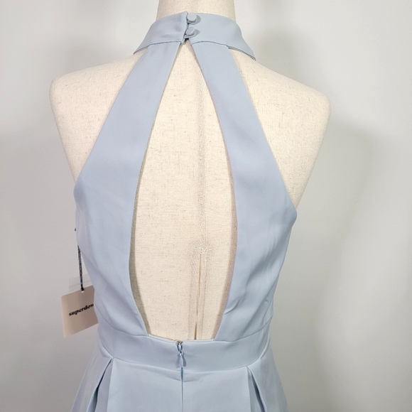 NWT Superdown Light Blue Halter Neck Open Back Mini Dress - Picture 12 of 16
